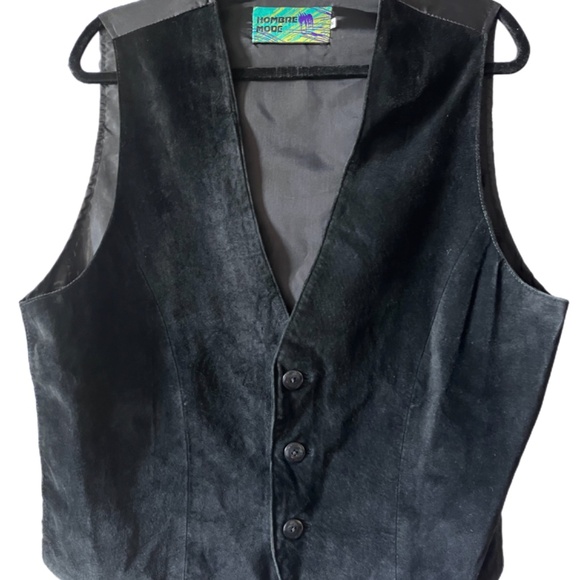 Black Suede Cowboy Rodeo Hombre western Vest size M - Picture 2 of 4
